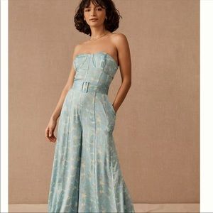 Bhldn Free People Blue Floral Jumpsuit